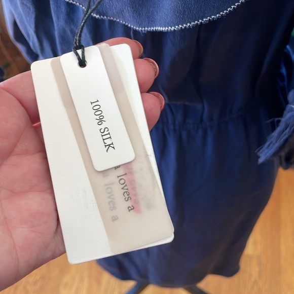 A loves a silk navy cold shoulder dress - NWT (one minor flaw) - Picture 5 of 8